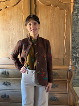 INJIRI WILLOW Hand embroidered JACKET 140 in dark brown