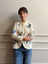 INJIRI WILLOW EMBROIDERED JACKET 150 in ivory & navy