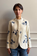 INJIRI WILLOW EMBROIDERED JACKET 150 in ivory & navy