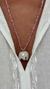 SARA LASHAY HATHI NECKLACE IN PINK OPAL