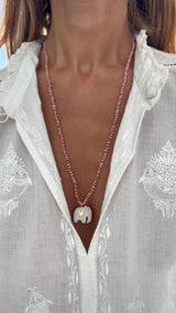 SARA LASHAY HATHI NECKLACE IN PINK OPAL