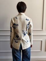 INJIRI WILLOW EMBROIDERED JACKET 150 in ivory & navy