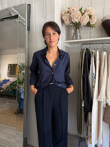 PRE-OWNED A.SHIRT SHIRT IN NAVY POPLIN S RRP £365
