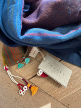 INJIRI CASHMERE SHAWL 128 in Navy & Ginger