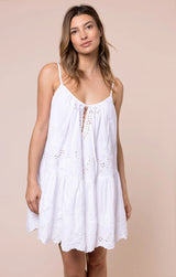 JULIET DUNN STRAPPY DRESS WITH SCALLOP EMBROIDERY