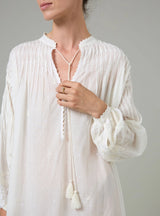 THIERRY COLSON GUISE tasseled embroidered cotton-voile midi dress