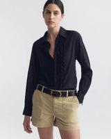 NILI LOTAN NATHAEL RUFFLE SHIRT IN MIDNIGHT