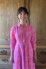 EXCLUSIVE JULIET DUNN FLORAL SCALLOPED COTTON SHIRT DRESS