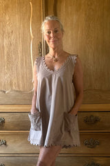EXCLUSIVE - JULIET DUNN LOW BACK DRESS IN MOCHA