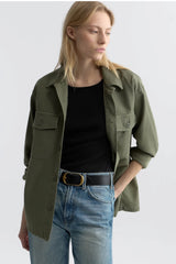 NILI LOTAN HOWARD OVERSHIRT IN OLIVE FATIGUE