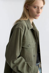 NILI LOTAN HOWARD OVERSHIRT IN OLIVE FATIGUE