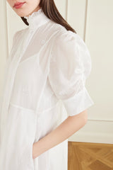 THIERRY COLSON VENETIA BRODERIE anglaise cotton midi-dress