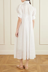 THIERRY COLSON VENETIA BRODERIE anglaise cotton midi-dress