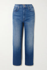 MOTHER THE RAMBLER ZIP FLOOD MID-RISE STRAIGHT LEG JEANS