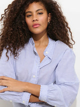 ALEX MILL CHANTILL STRIPED RUFFLE SHIRT IN VOILE