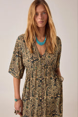 MAISON HOTEL MANUELA DRESS IN DARK PAISLEY