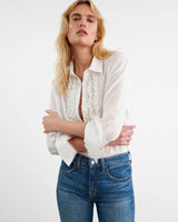 NILI LOTAN NATHAEL RUFFLE SHIRT IN IVORY