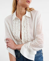 NILI LOTAN NATHAEL RUFFLE SHIRT IN IVORY