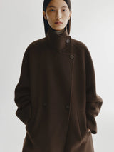 LISA YANG DOUBLE BUTTON COAT IN DARK OAK