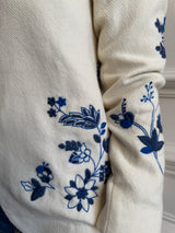 INJIRI WILLOW EMBROIDERED JACKET 150 in ivory & navy
