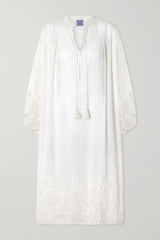 THIERRY COLSON GUISE tasseled embroidered cotton-voile midi dress