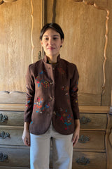 INJIRI WILLOW Hand embroidered JACKET 140 in dark brown