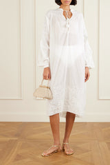 THIERRY COLSON GUISE tasseled embroidered cotton-voile midi dress