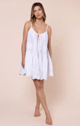 JULIET DUNN STRAPPY DRESS WITH SCALLOP EMBROIDERY