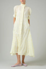 THIERRY COLSON VENETIA DRESS IN TENDER YELLOW FLORAL EYELET