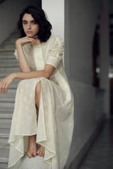 THIERRY COLSON VENETIA DRESS IN TENDER YELLOW FLORAL EYELET