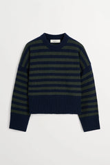 SKALL CAMPA JUMPER IN NAVY GREEN STRIPE