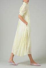 THIERRY COLSON VENETIA DRESS IN TENDER YELLOW FLORAL EYELET