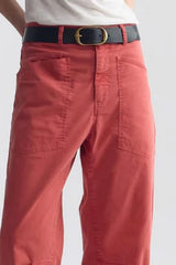 NILI LOTAN SHON COTTON-BLEND TWILL PANTS IN VINTAGE RED