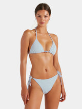HUNZA G GINA BEADED BIKINI IN METALLIC ICE BLUE
