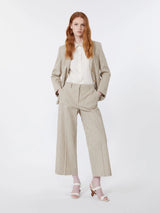 WEEKEND MAX MARA COTTON & LINEN SEERSUCKER BLAZER IN SAND