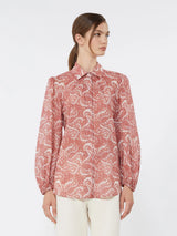 WEEKEND MAX MARA PRINTED COTTON VOILE SHIRT IN CHERRY