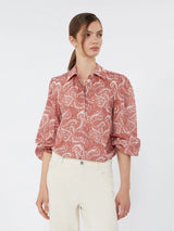 WEEKEND MAX MARA PRINTED COTTON VOILE SHIRT IN CHERRY