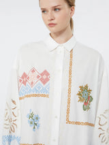 WEEKEND MAX MARA GRU POPLIN SHIRT DRESS WITH EMBROIDERIES