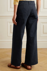 NILI LOTAN COTTON-BLEND WIDE LEG PANTS