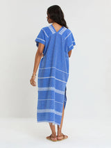 LEMLEM GASIRA V-NECK KAFTAN IN TEBIBI BLUE