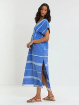 LEMLEM GASIRA V-NECK KAFTAN IN TEBIBI BLUE