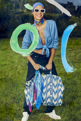 LISA CORTI SHOPPER IN IKAT ARROW BLUE