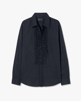 NILI LOTAN NATHAEL RUFFLE SHIRT IN MIDNIGHT