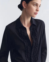 NILI LOTAN NATHAEL RUFFLE SHIRT IN MIDNIGHT