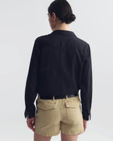 NILI LOTAN NATHAEL RUFFLE SHIRT IN MIDNIGHT