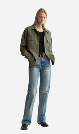 NILI LOTAN HOWARD OVERSHIRT IN OLIVE FATIGUE