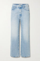 MOTHER THE RAMBLER ZIP FLOOD HIGH RISE STRAIGHT LEG JEANS