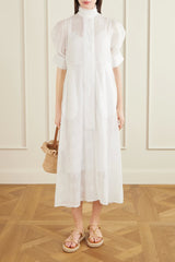 THIERRY COLSON VENETIA BRODERIE anglaise cotton midi-dress