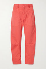 NILI LOTAN SHON COTTON-BLEND TWILL PANTS IN VINTAGE RED