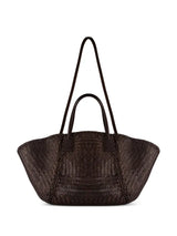 DRAGON DIFFUSION THERESA WOVEN SHOPPER IN DARK BROWN WITH POM POM LINER